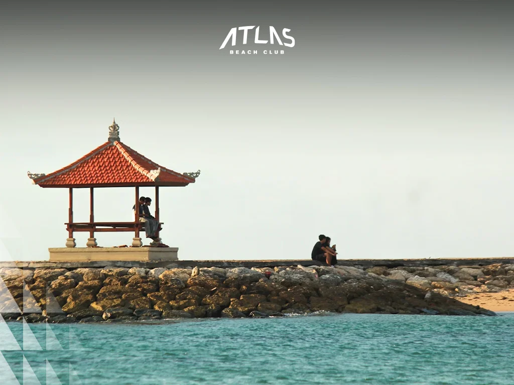 Sanur Beach calm waters, family-friendly, scenic sunrise