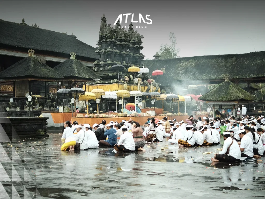 Galungan temple offerings – penjor decorations – Balinese cultural ceremony