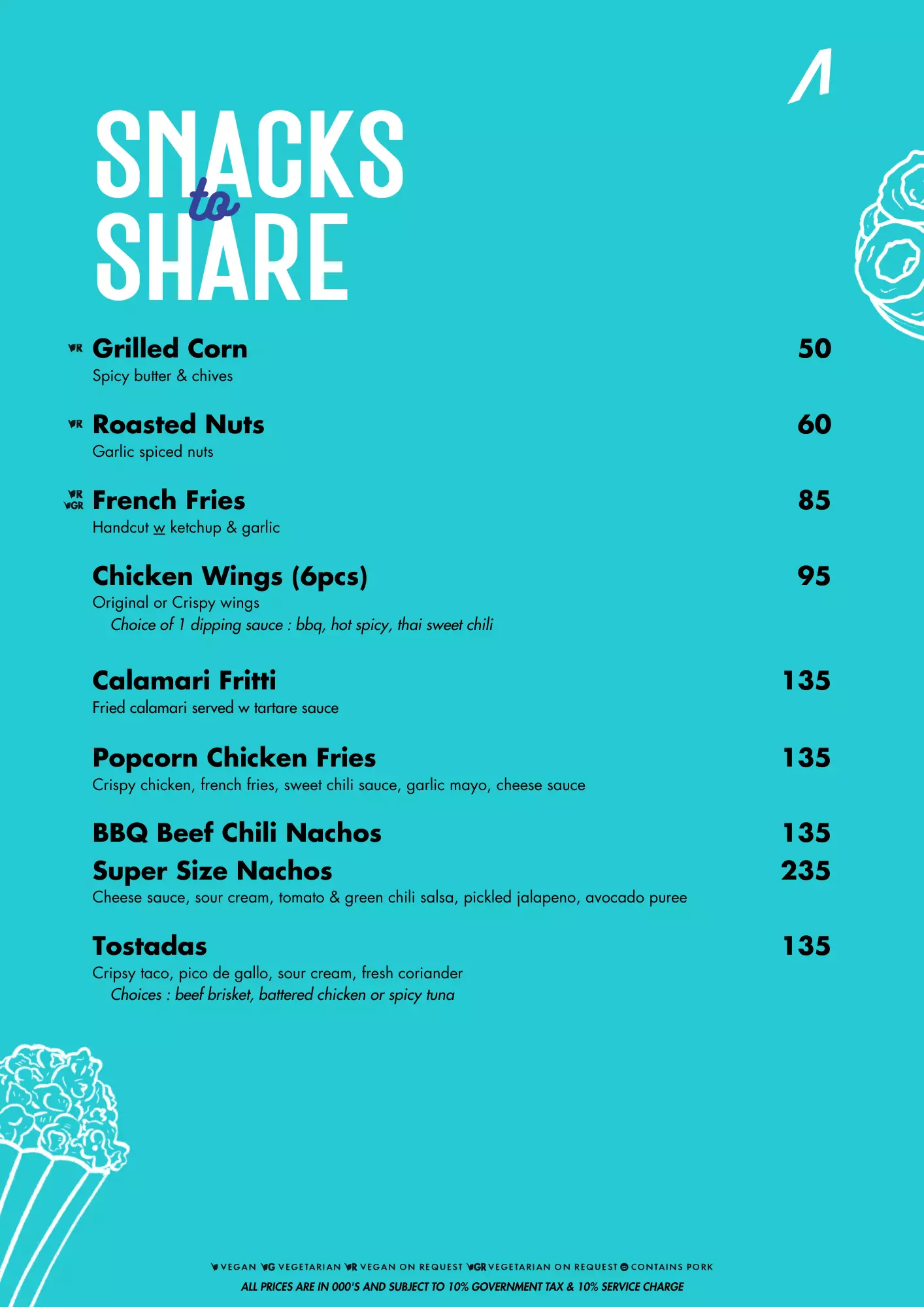 Menu - 01 Snack to share - Normal Price - World's Biggest Beach Club & Super Club in Bali | Atlas Beach Fest