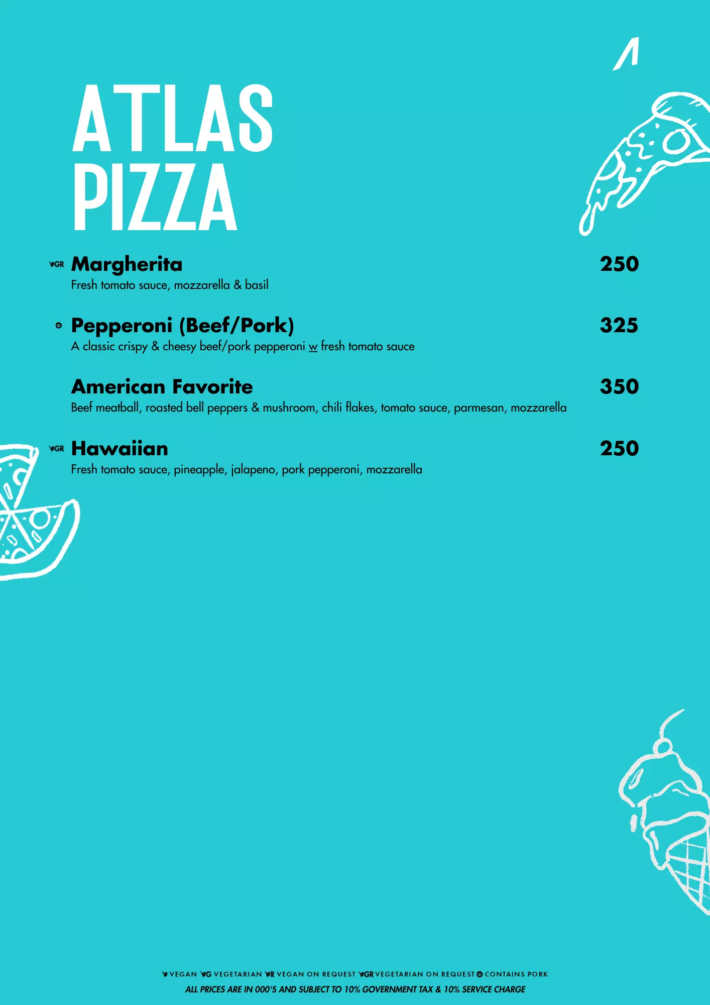 Menu - 07 Atlas pizza - Normal price - World's Biggest Beach Club & Super Club in Bali | Atlas Beach Fest