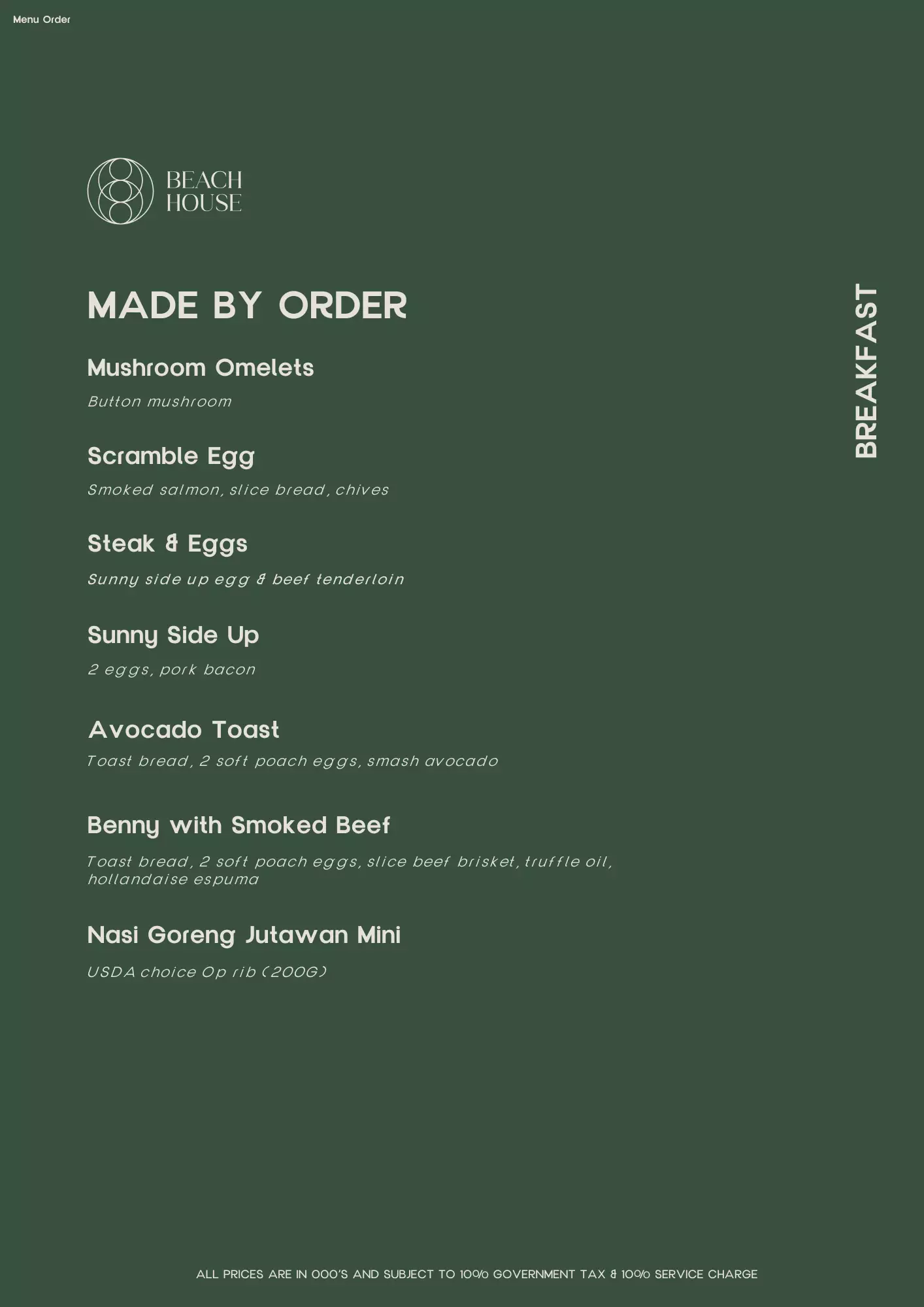 AYCE BREAKFAST - MADE BY ORDER