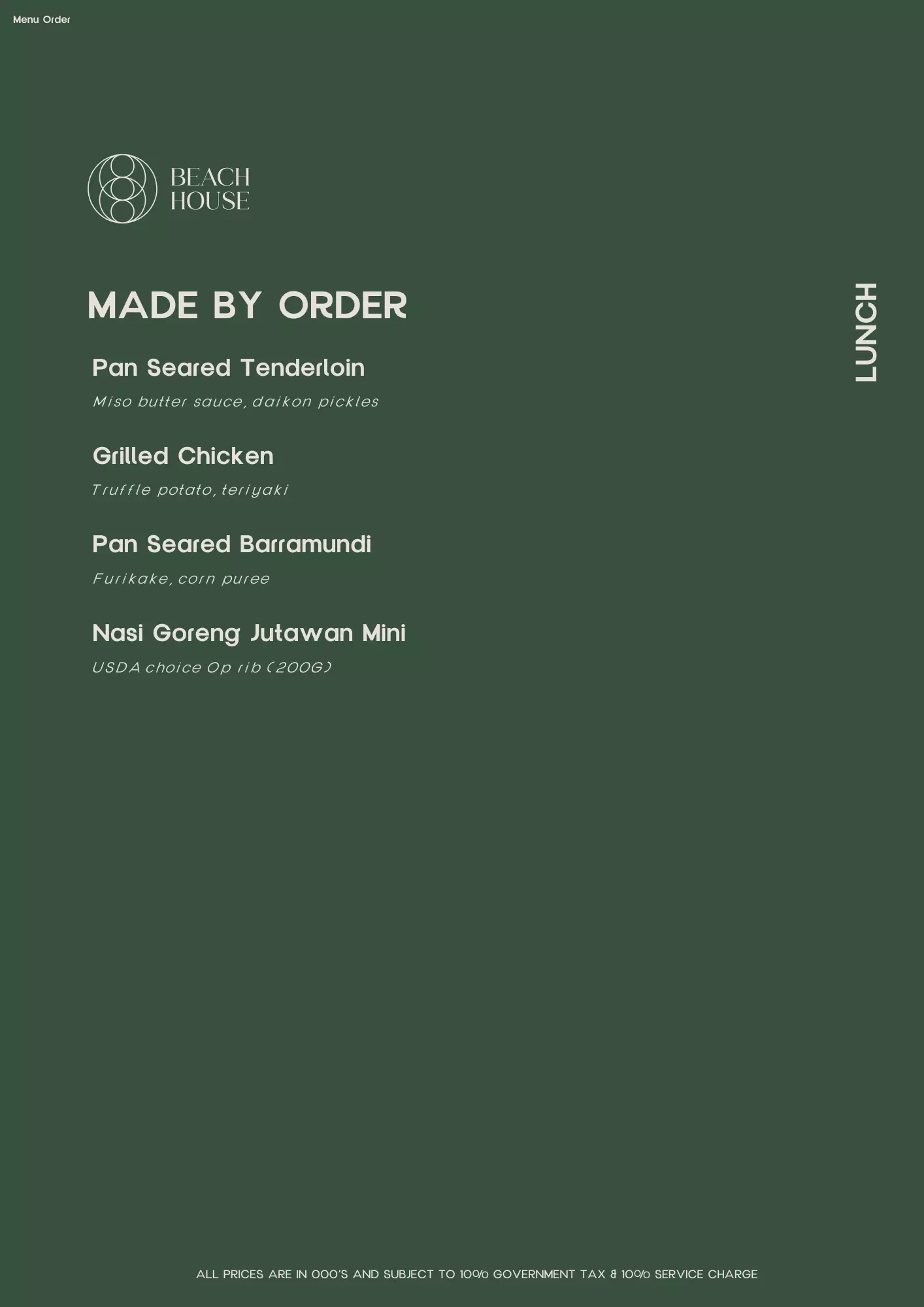 AYCE LUNCH - MADE BY ORDER