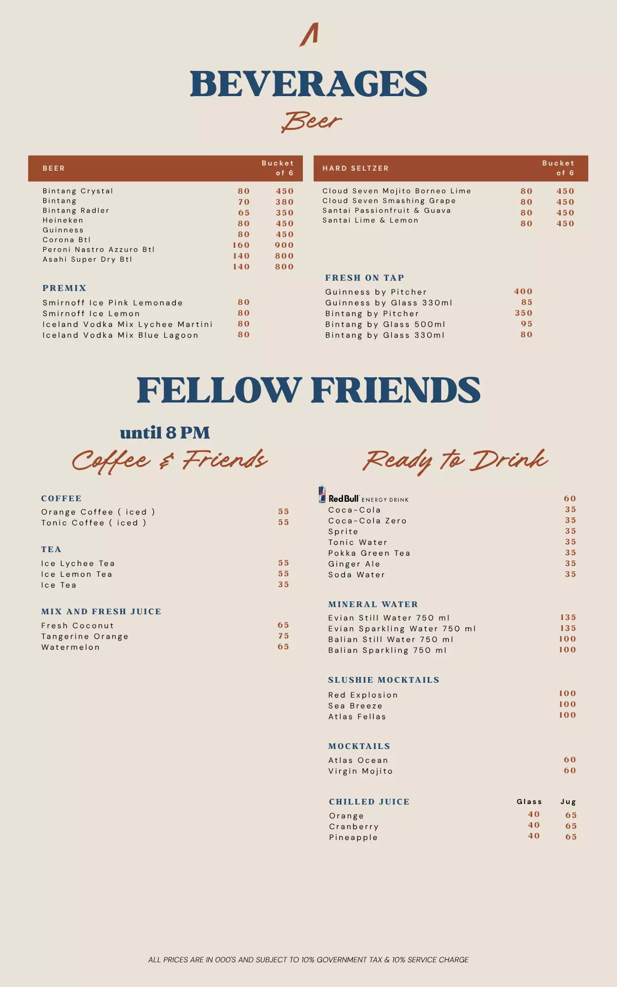 Menu - BEER & COFFEE & RTD - World's Biggest Beach Club & Super Club in Bali | Atlas Beach Fest