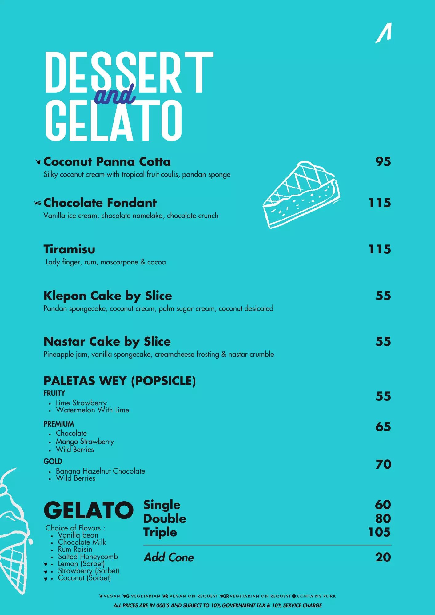 Menu - DESSERT & GELATO - Normal price - World's Biggest Beach Club & Super Club in Bali | Atlas Beach Fest