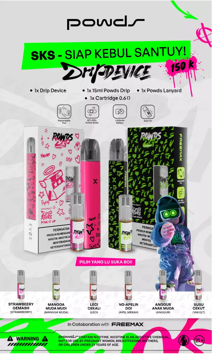 Menu - DRIP DEVICE BUNDLING KIT - URBAN BLACK/PINK !T UP - World's Biggest Beach Club & Super Club in Bali | Atlas Beach Fest