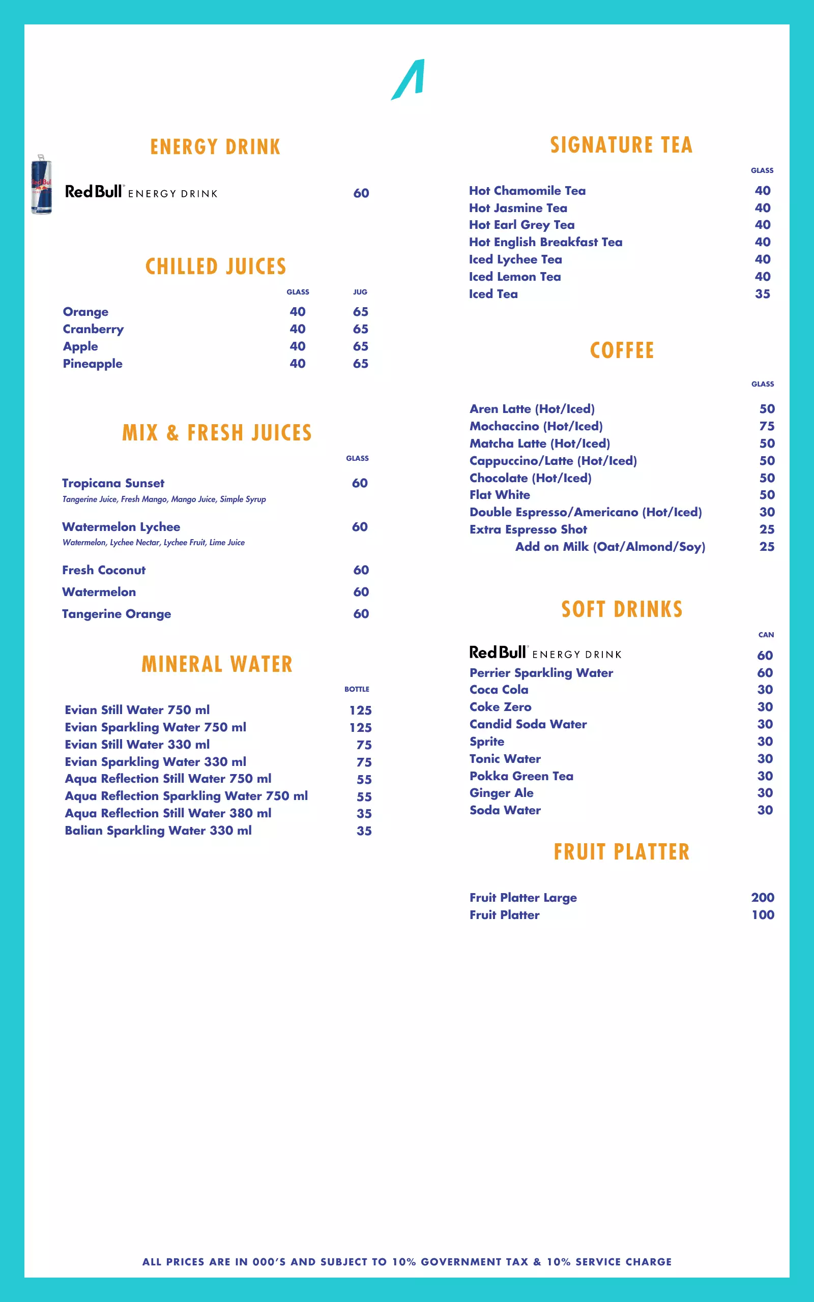 Juices & Tea & Soft Drinks