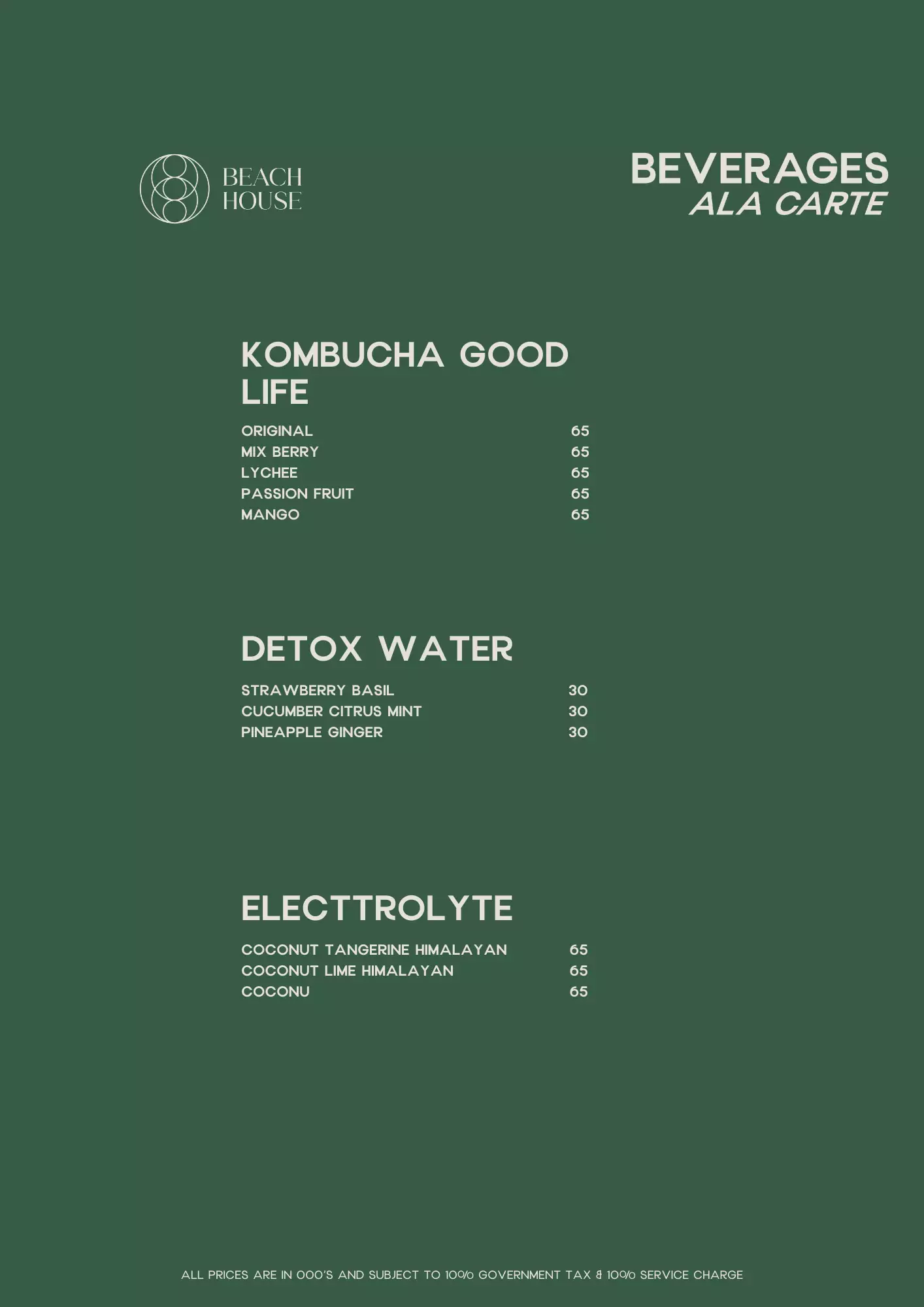 Menu - kombucha & detox reg - World's Biggest Beach Club & Super Club in Bali | Atlas Beach Fest