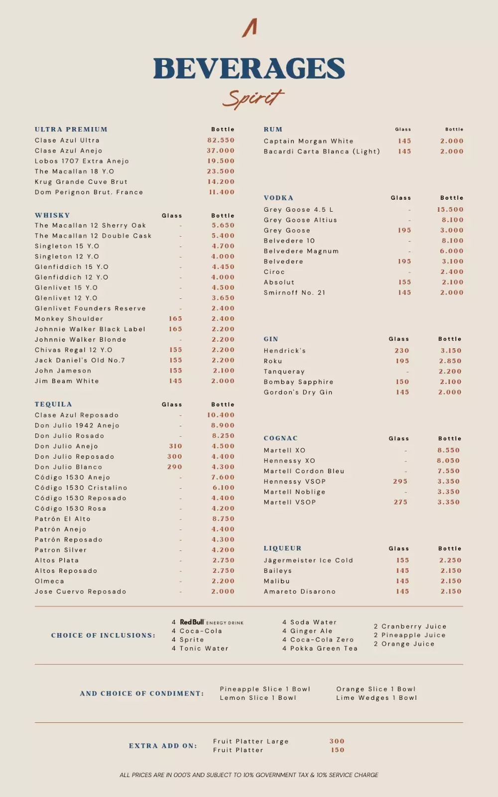 BEVERAGE Menu