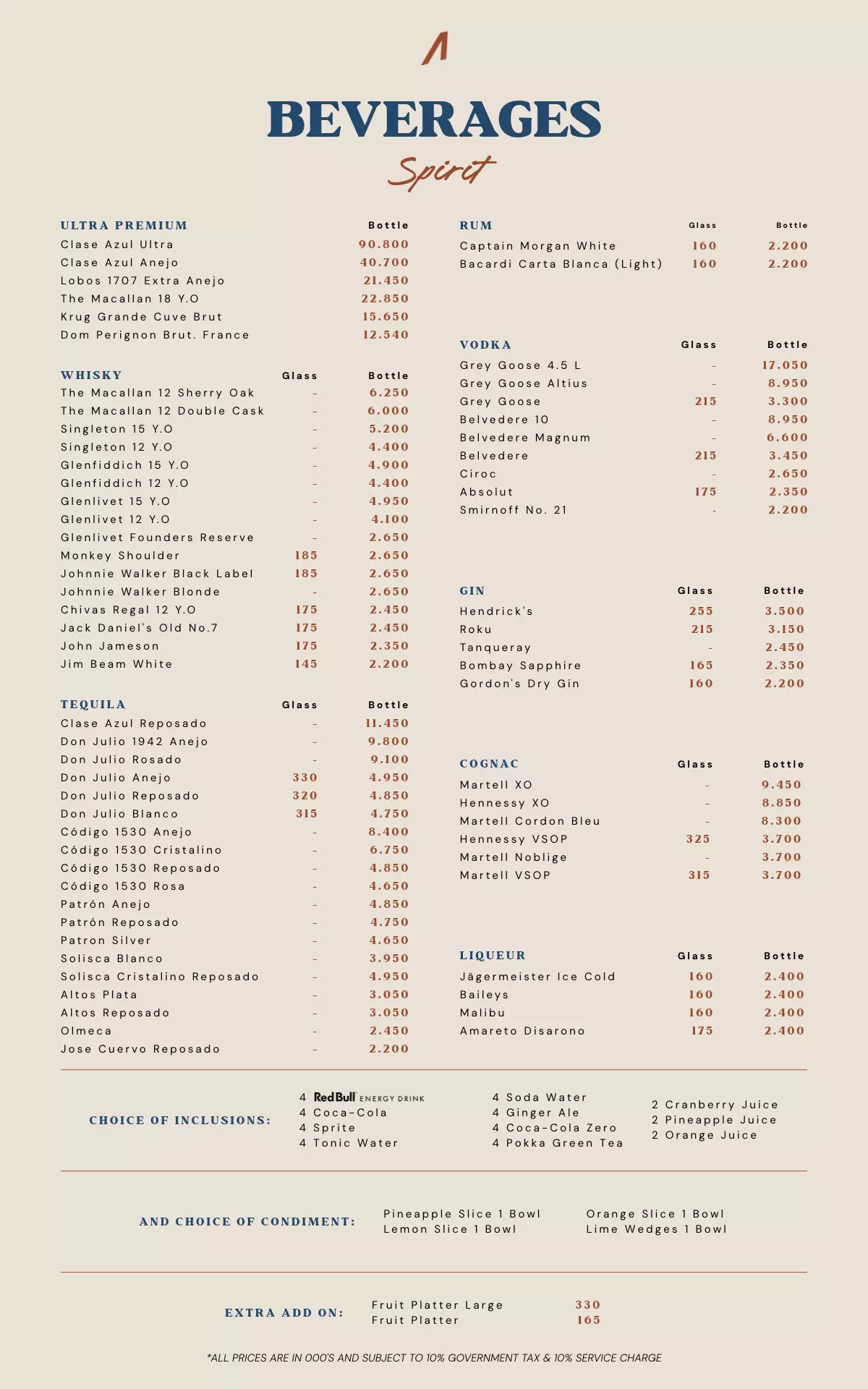 BEVERAGE Menu