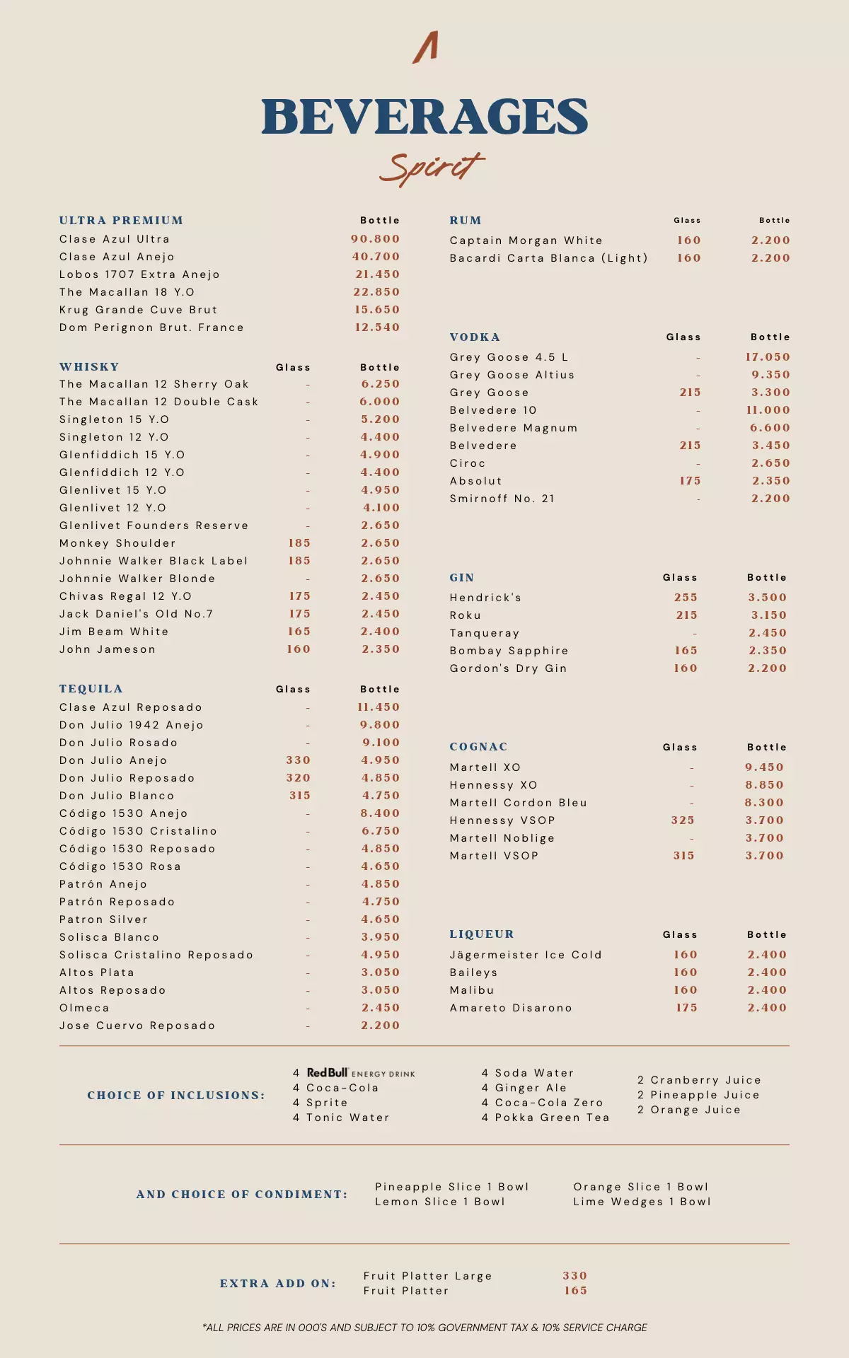 BEVERAGE Menu
