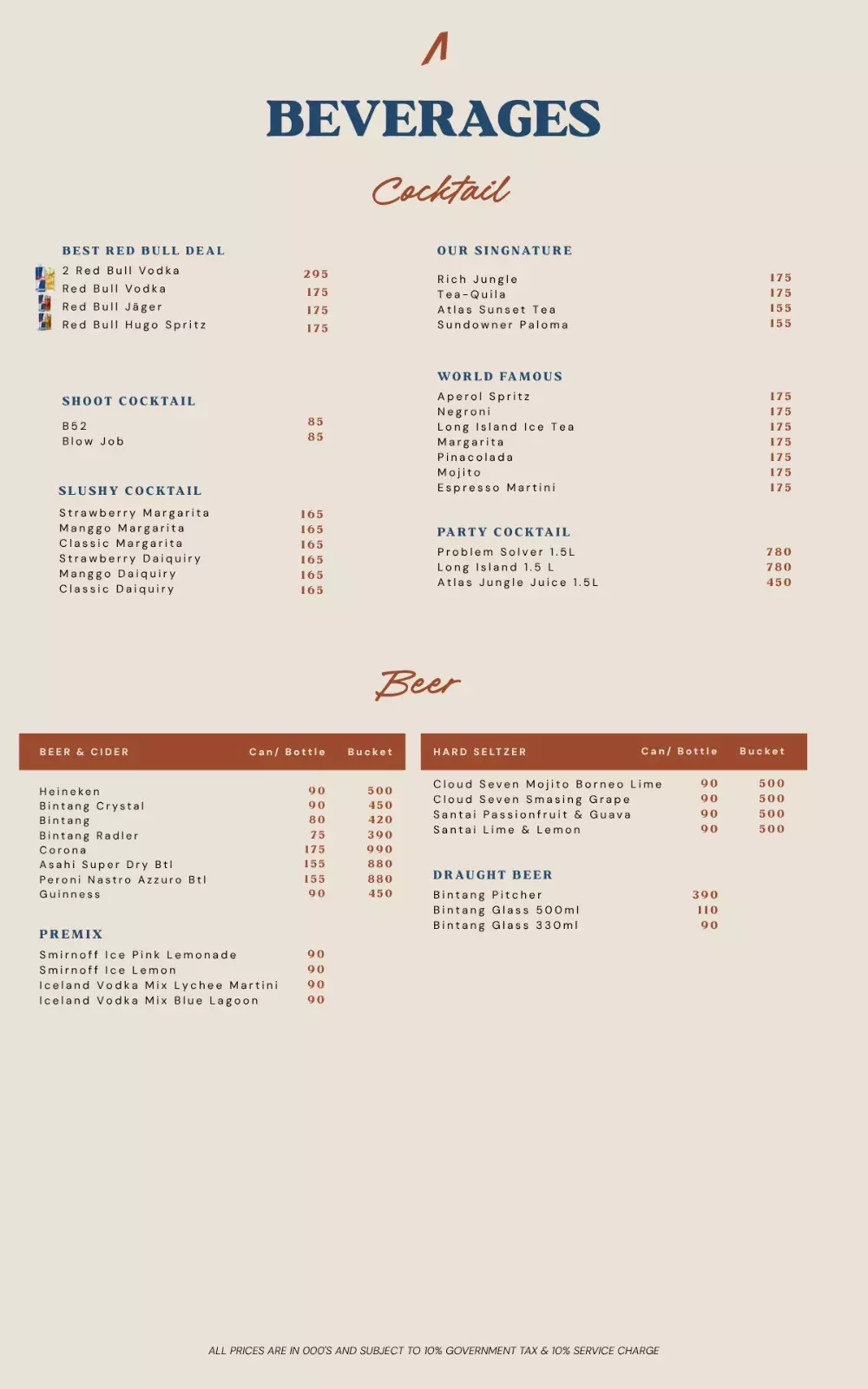 BEVERAGE Menu