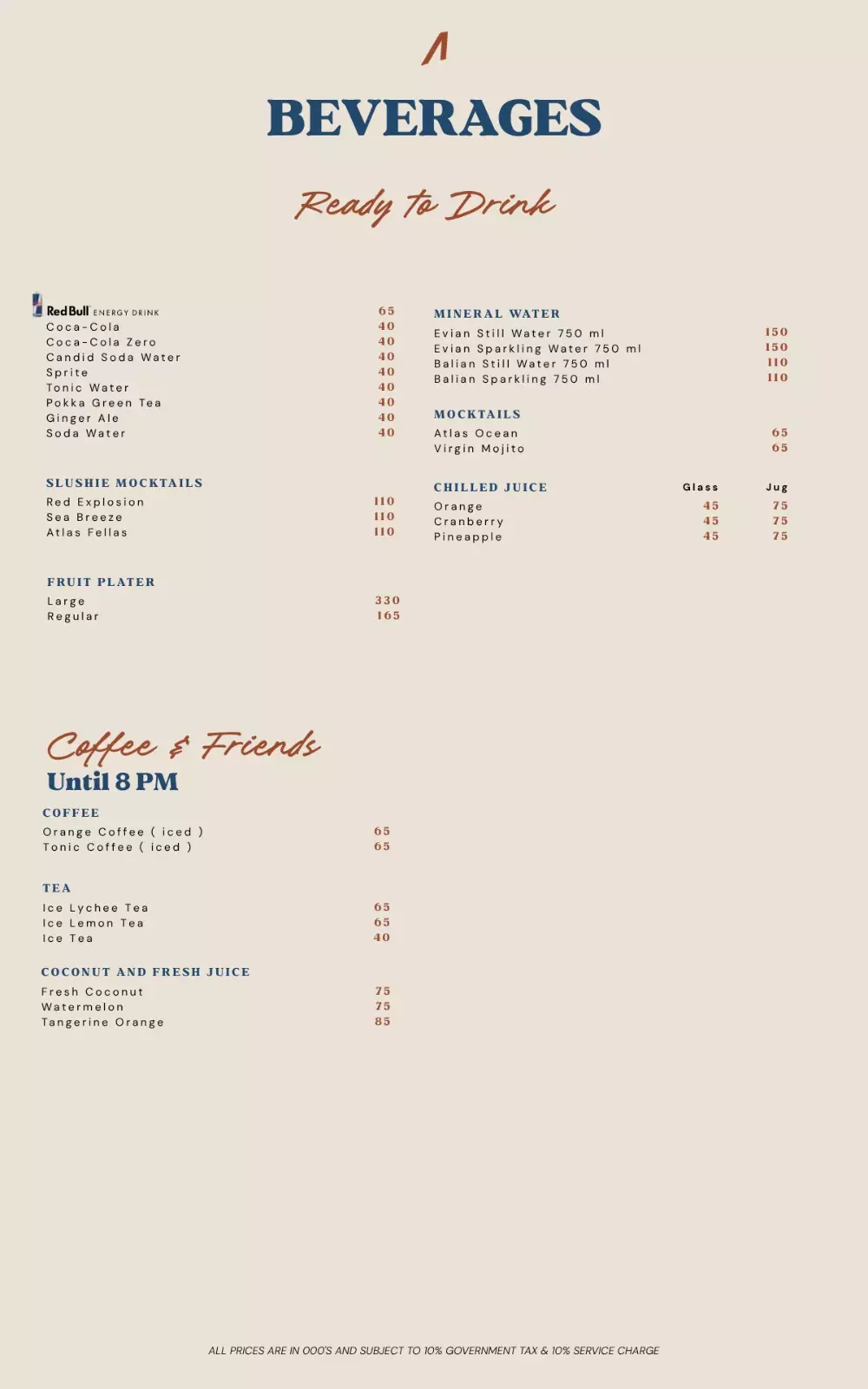 BEVERAGE Menu