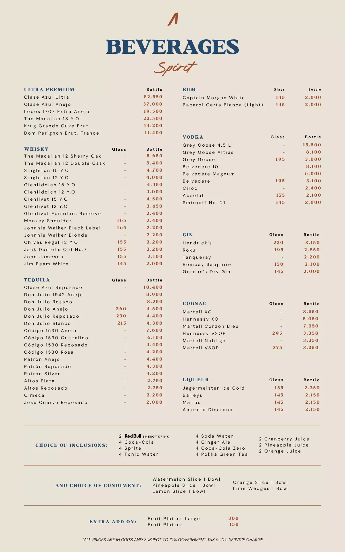 BEVERAGE Menu