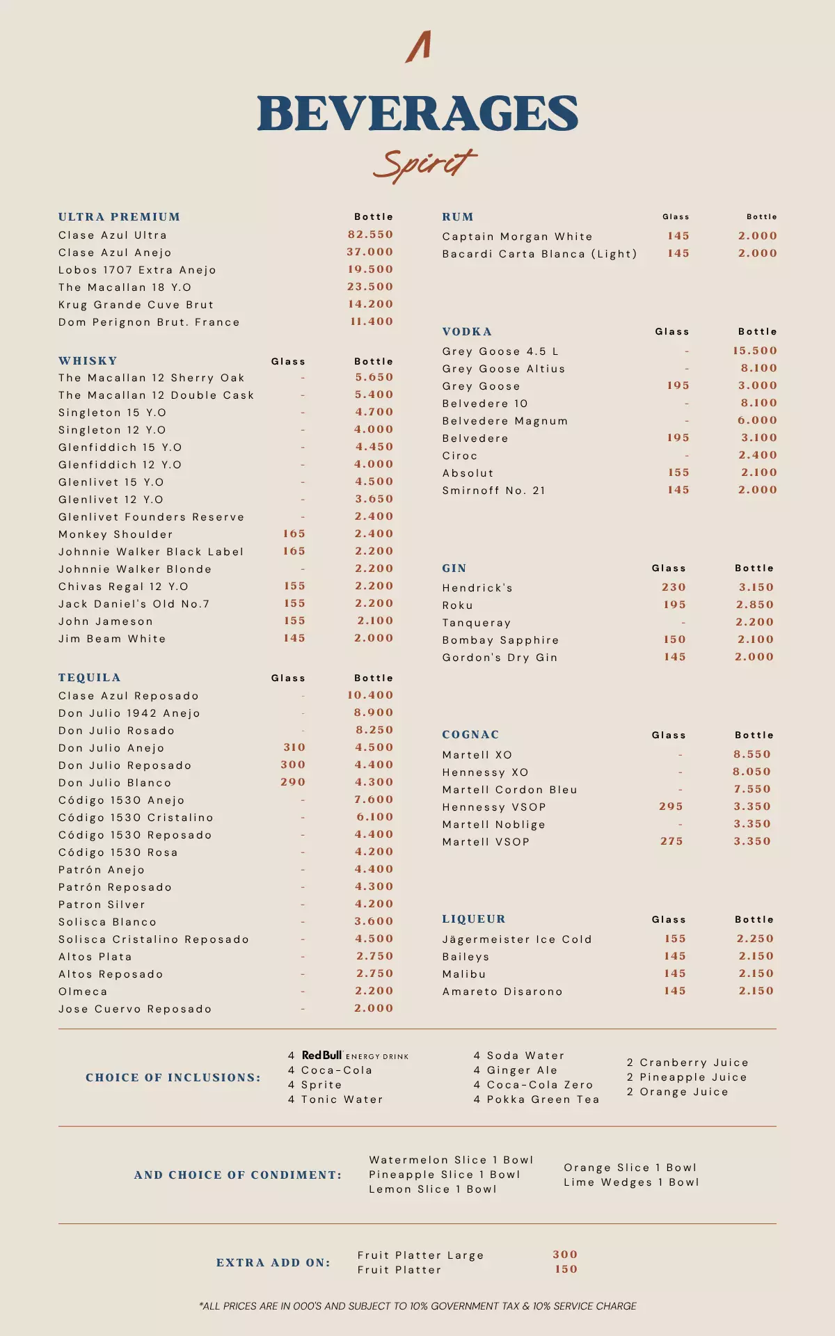 BEVERAGE Menu