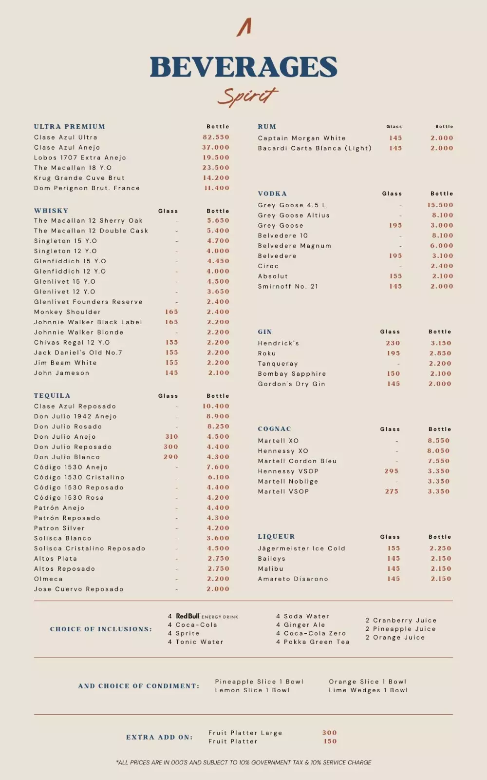 BEVERAGE Menu