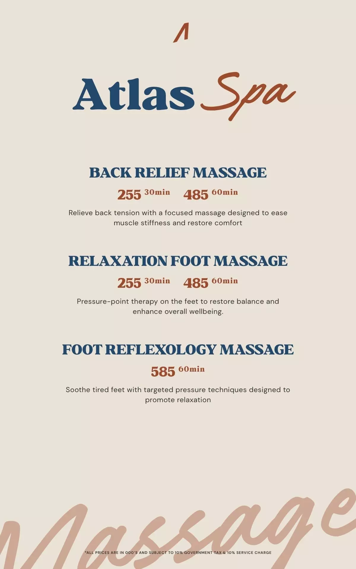 SPA Menu
