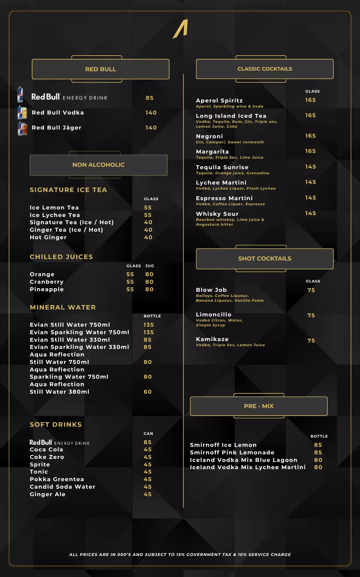 Menu - NEW PRICE BEER & COCKTAIL - World's Biggest Beach Club & Super Club in Bali | Atlas Beach Fest