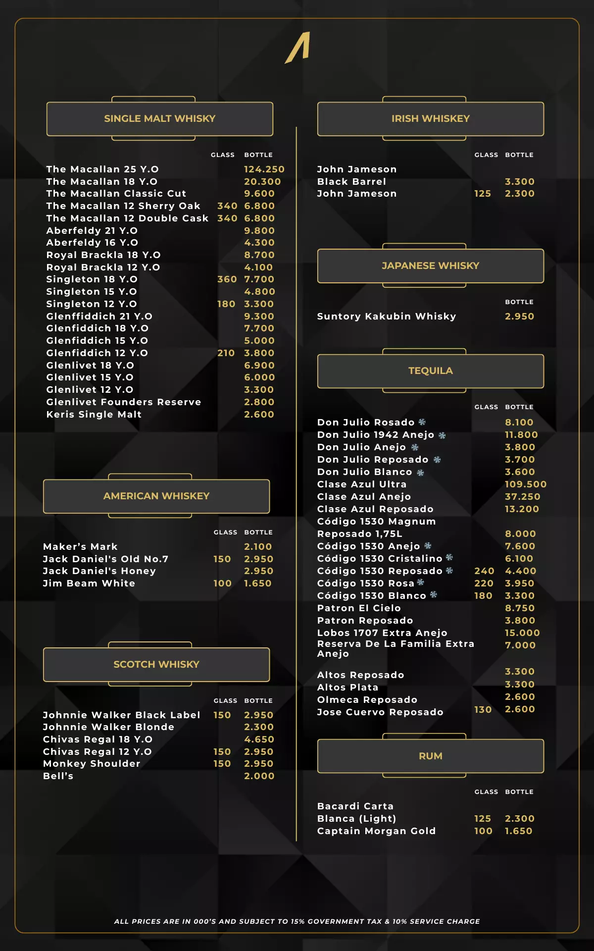 Menu - NEW PRICE WHISKY REG - World's Biggest Beach Club & Super Club in Bali | Atlas Beach Fest