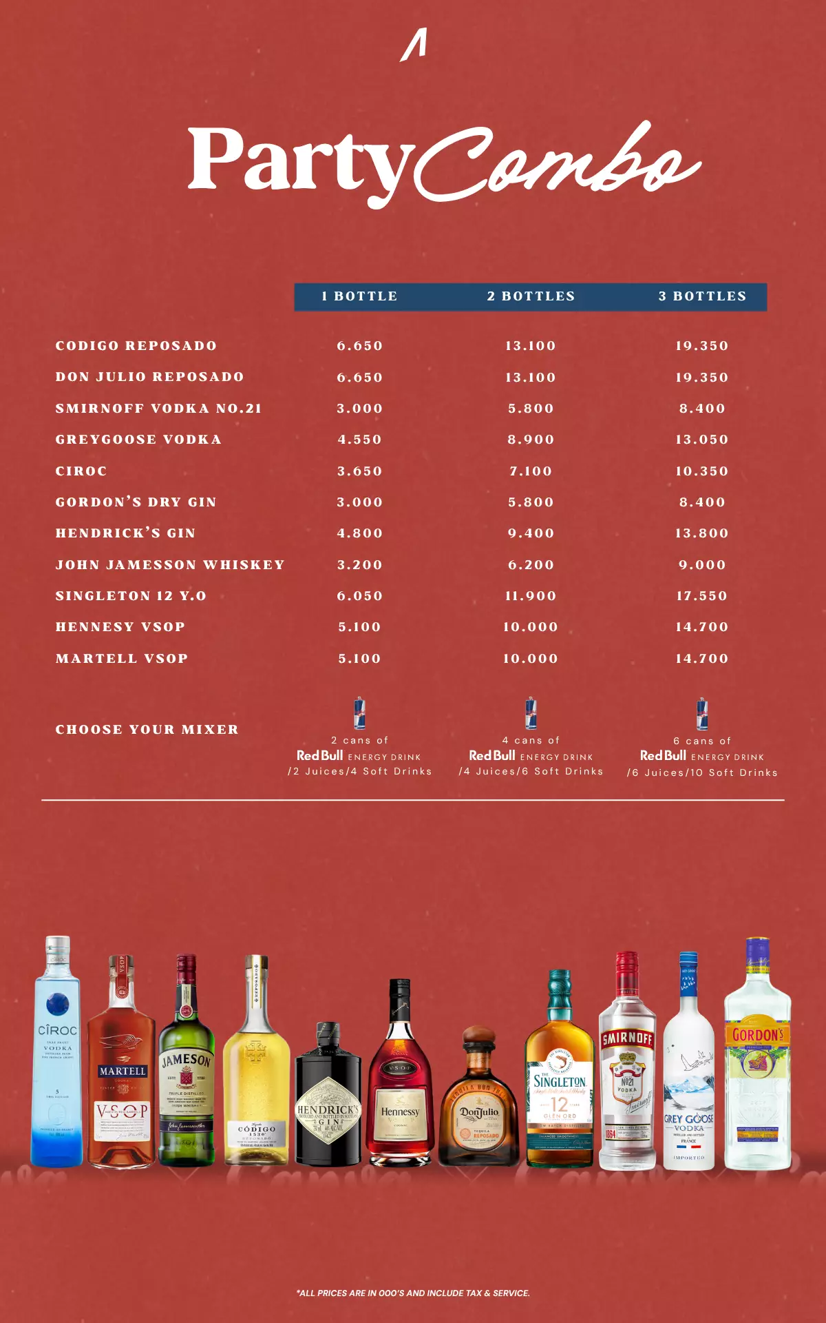 Menu - PARTY COMBO YELLOW CLAW - World's Biggest Beach Club & Super Club in Bali | Atlas Beach Fest