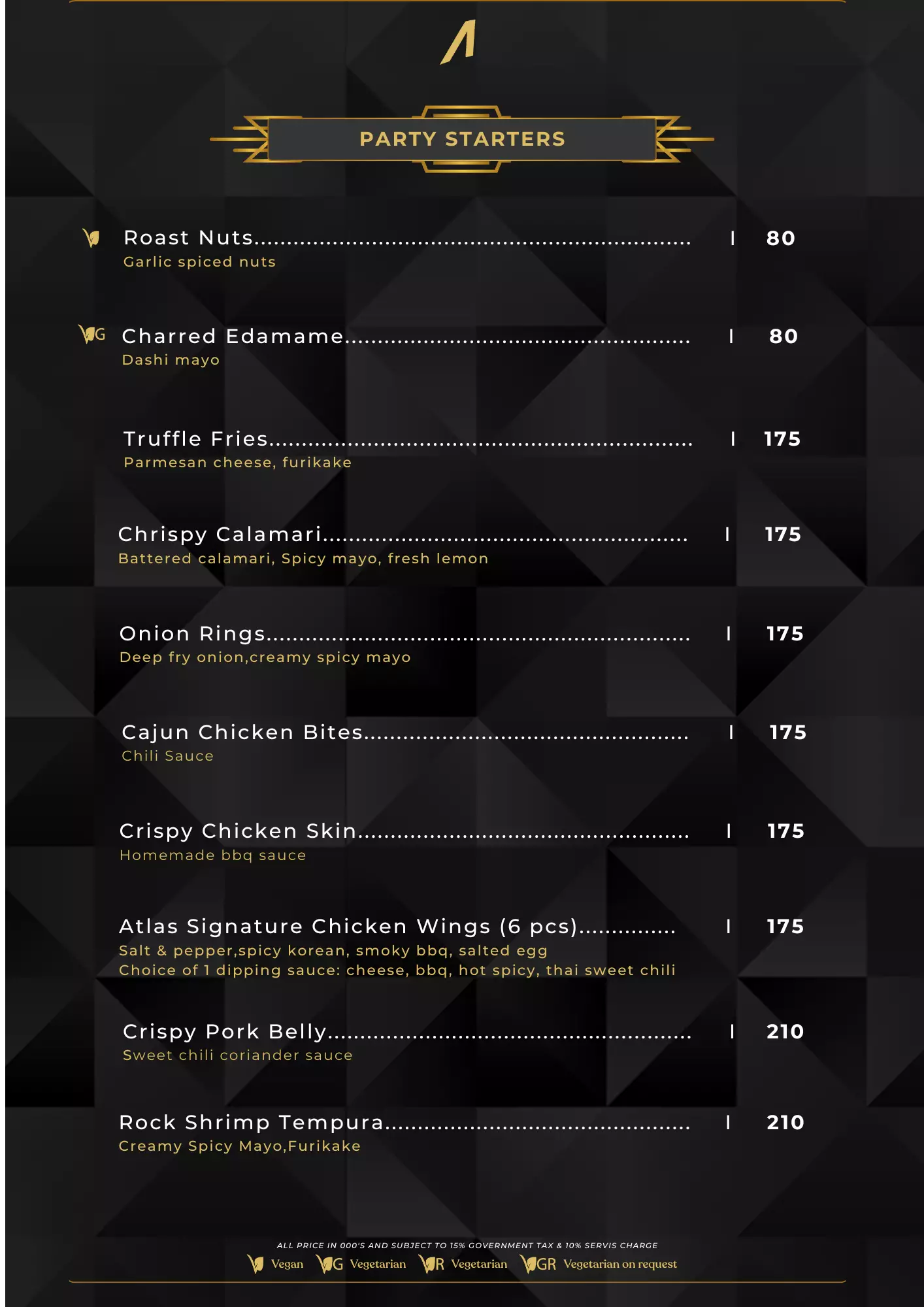 Menu - Party Starters  - World's Biggest Beach Club & Super Club in Bali | Atlas Beach Fest