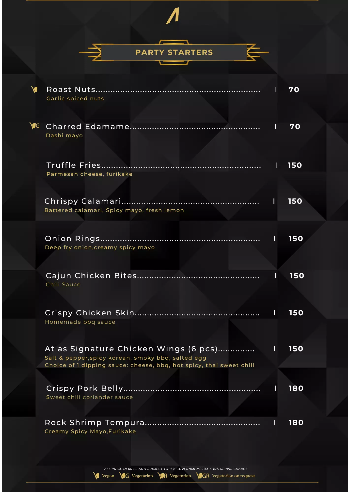 Menu - Party Starters  - World's Biggest Beach Club & Super Club in Bali | Atlas Beach Fest