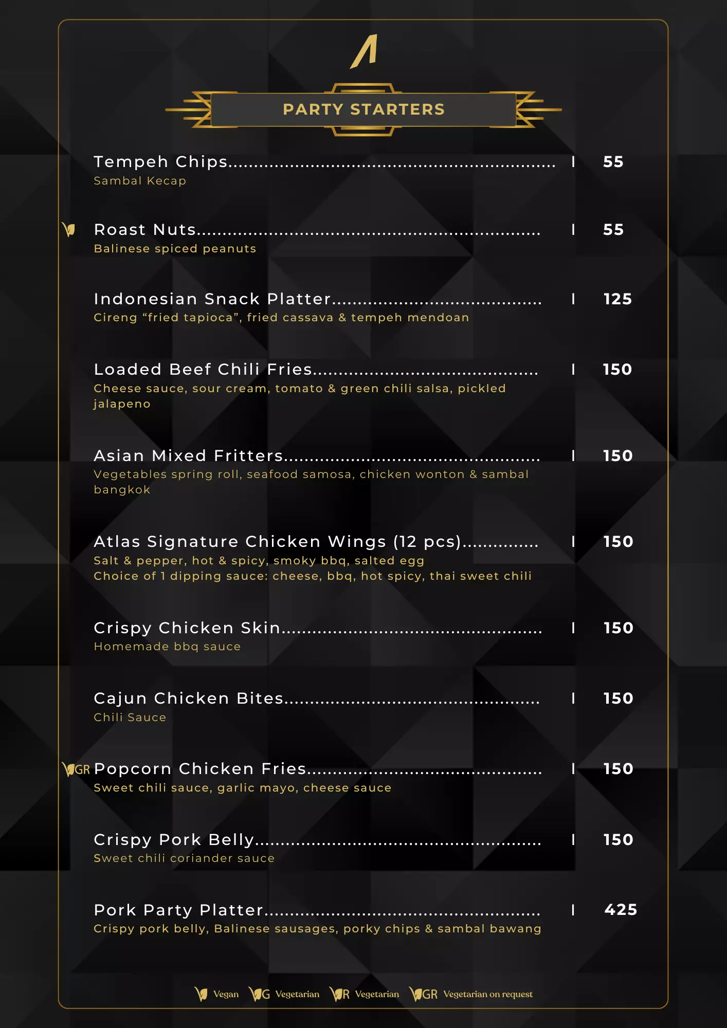 Menu - Party Starters  - World's Biggest Beach Club & Super Club in Bali | Atlas Beach Fest