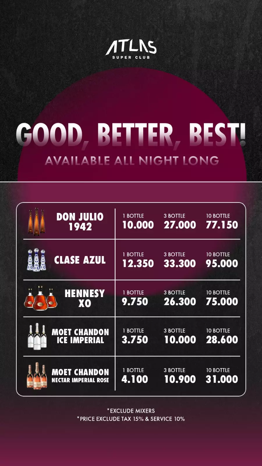 Menu - PROMO 1,3,10 - World's Biggest Beach Club & Super Club in Bali | Atlas Beach Fest