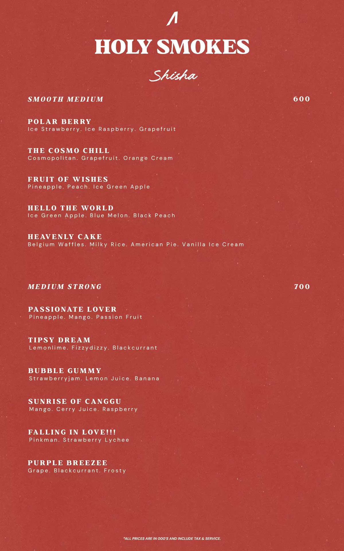 Menu - SHISHA YELLOW CLAW - World's Biggest Beach Club & Super Club in Bali | Atlas Beach Fest