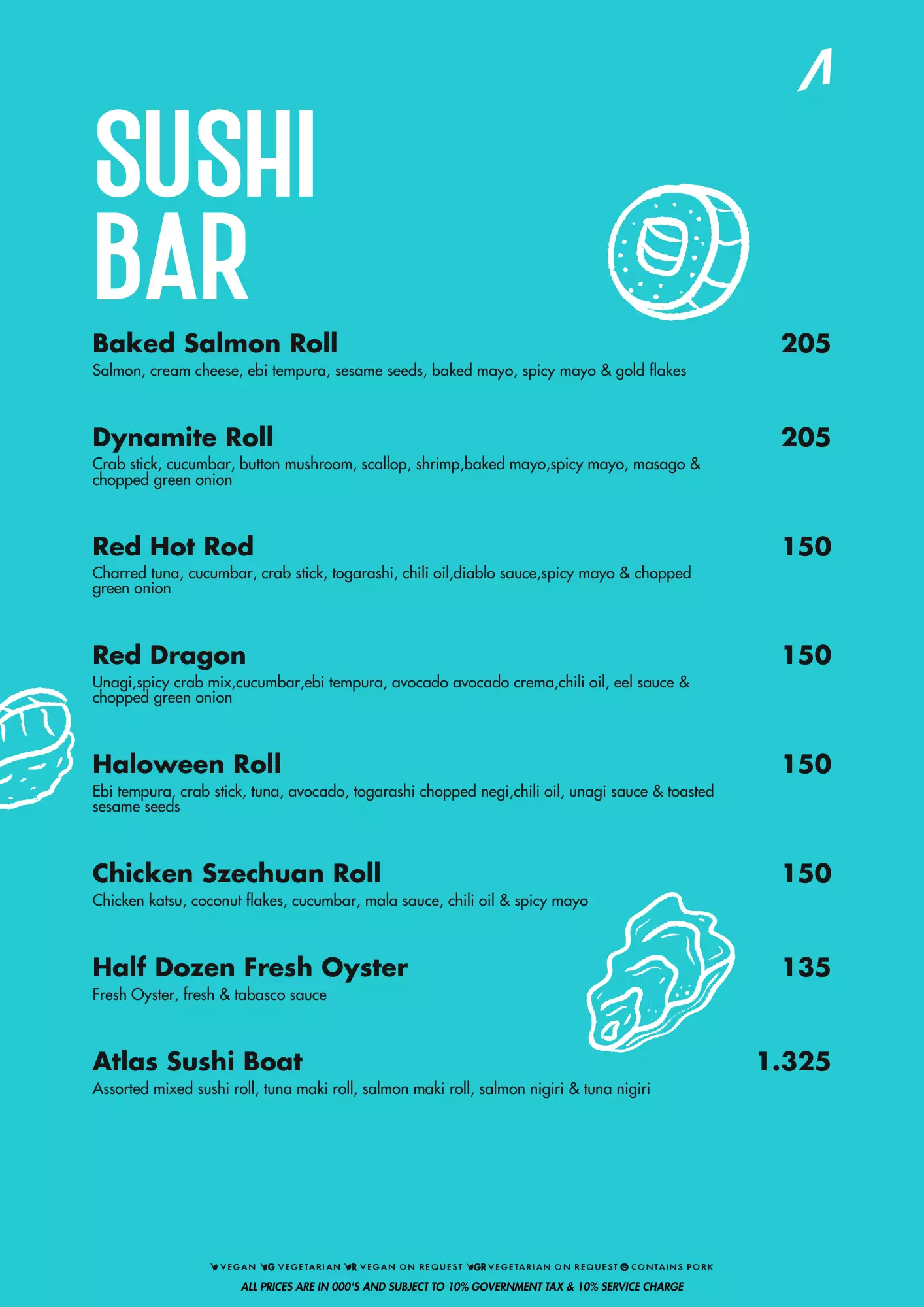 Menu - SUSHI BAR - Normal price - World's Biggest Beach Club & Super Club in Bali | Atlas Beach Fest