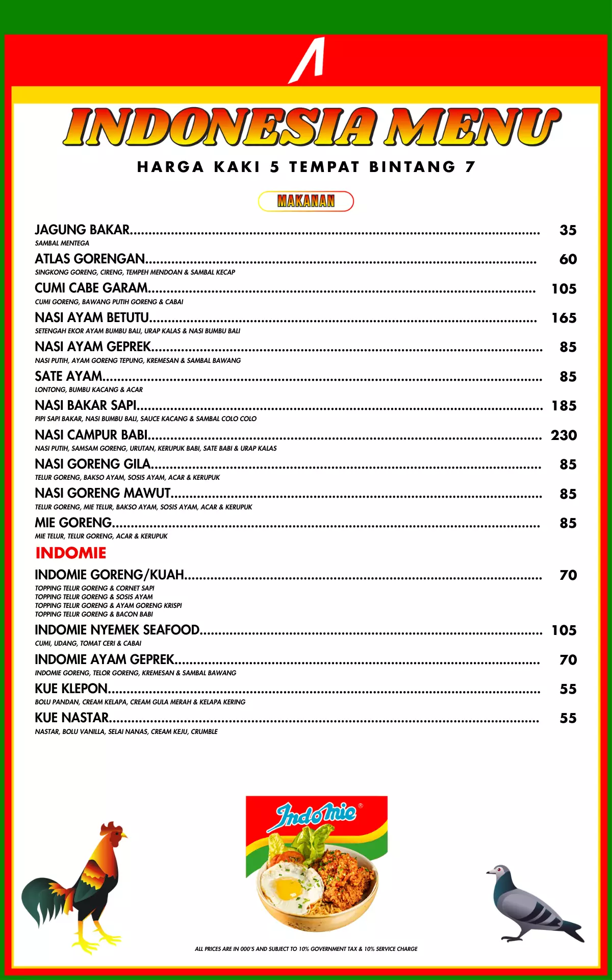 Indonesia Menu
