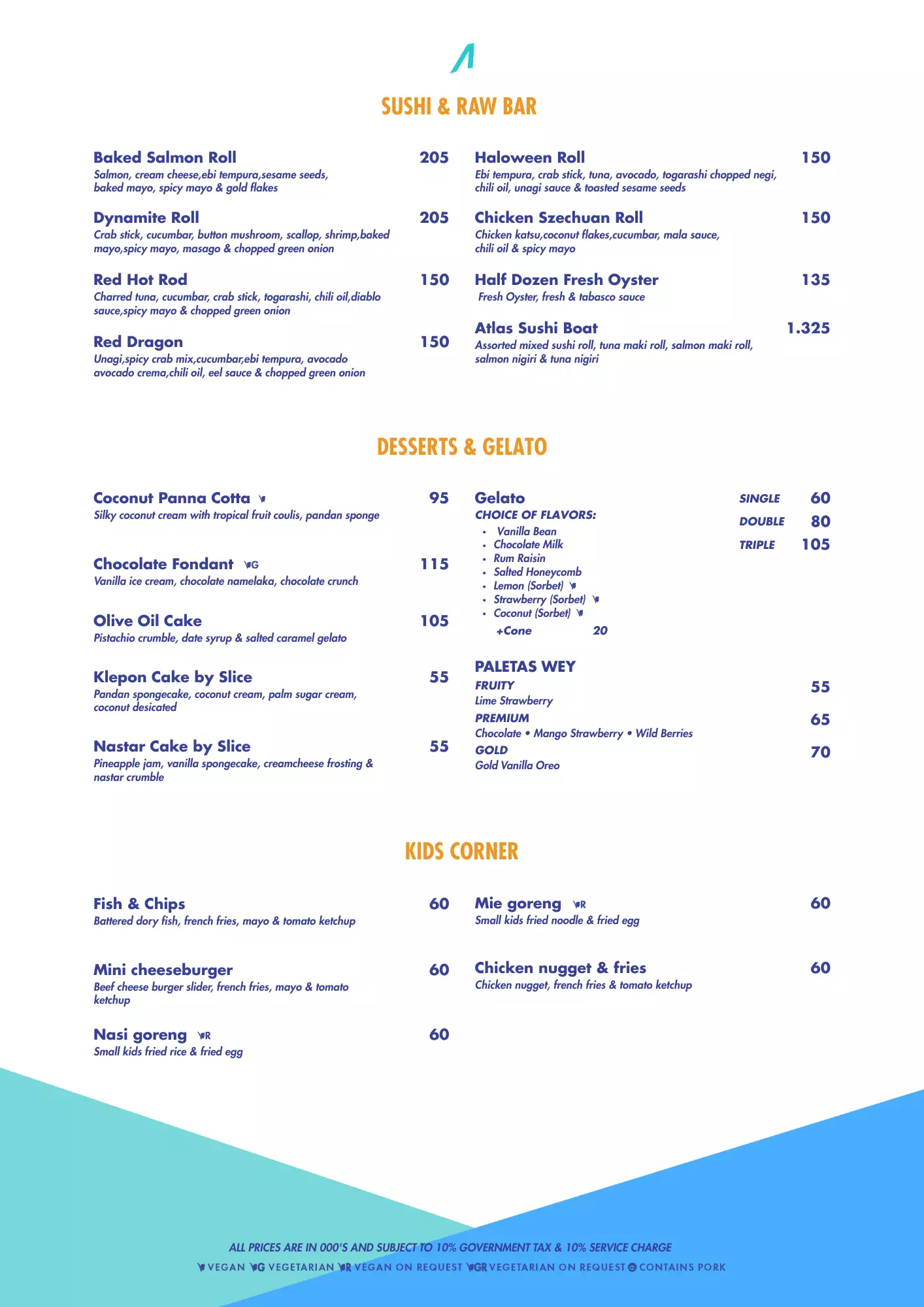 Shushi & Raw Bar & Desserts & Gelato & Kids Corner